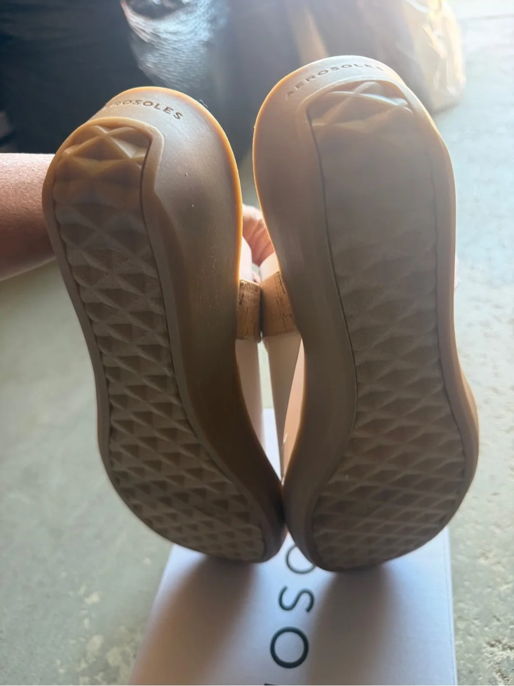 “New” AEROSOLES Natural Cork Slingback Wedge Sandals size12